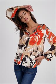 Satin Bluse geblümt lava gemustert