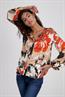 Satin Bluse geblümt lava gemustert