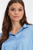 Satin Bluse zum Knöpfen arctic blue