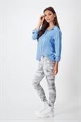 Satin Bluse zum Knöpfen arctic blue