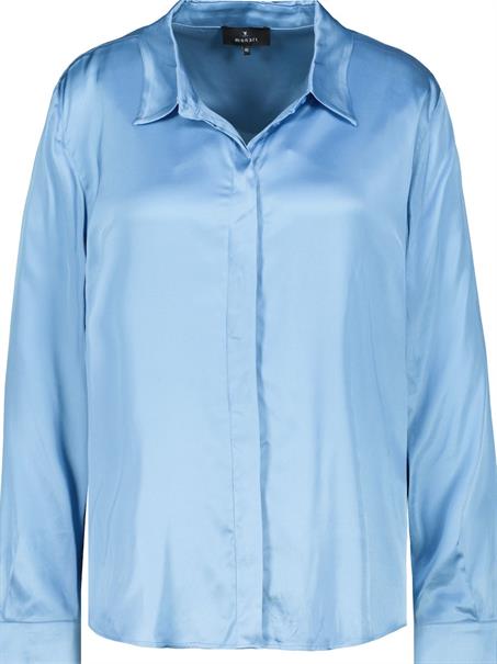 Satin Bluse zum Knöpfen arctic blue