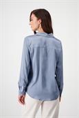 Satin Bluse zum Knöpfen smokey blue