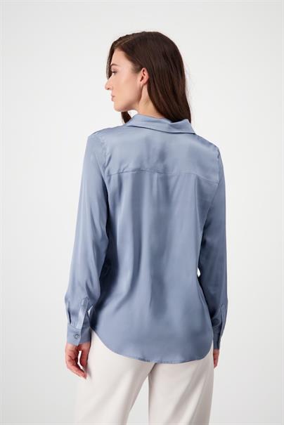 Satin Bluse zum Knöpfen smokey blue