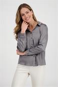 Satin Bluse zum Knöpfen thunder