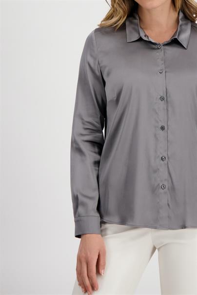 Satin Bluse zum Knöpfen thunder