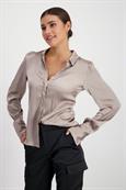 Satin Bluse zum Knöpfen toffee