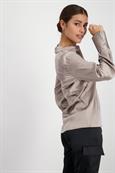 Satin Bluse zum Knöpfen toffee