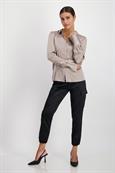 Satin Bluse zum Knöpfen toffee