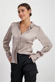 Satin Bluse zum Knöpfen toffee