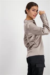 Satin Bluse zum Knöpfen toffee