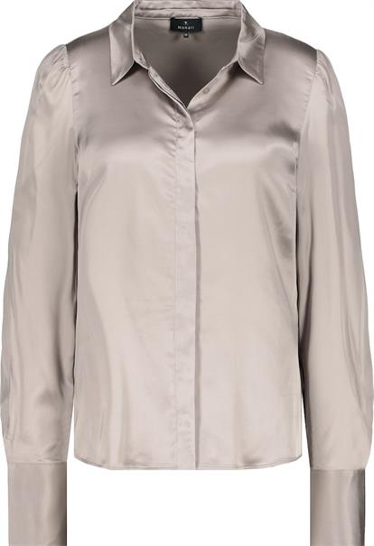 Satin Bluse zum Knöpfen toffee