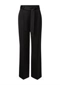 Satin-Marlenehose mit Bindegürtel schwarz