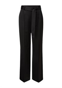 Satin-Marlenehose mit Bindegürtel schwarz