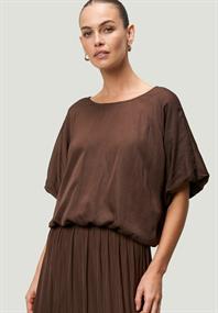 Satinbluse mit Ballonärmeln chicory coffee