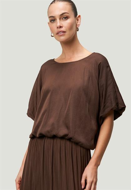 Satinbluse mit Ballonärmeln chicory coffee