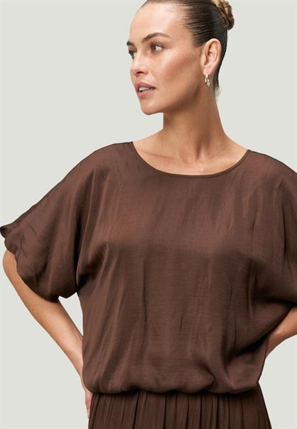 Satinbluse mit Ballonärmeln chicory coffee