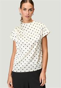 Satinbluse mit Punkten creamblack