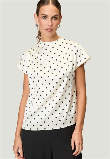 Satinbluse mit Punkten creamblack