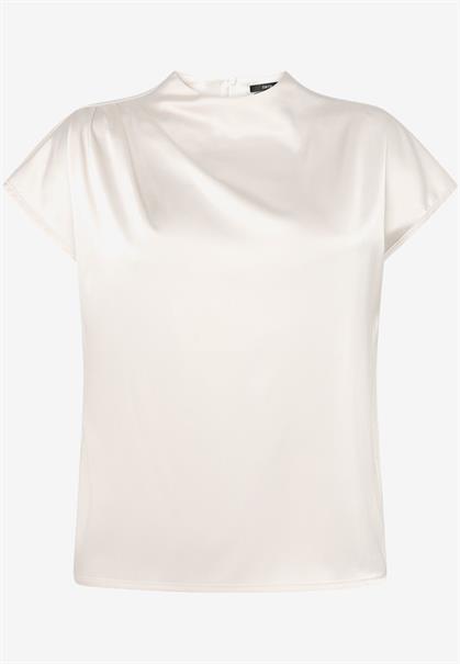 Satinbluse mit Stehkragen eggnog
