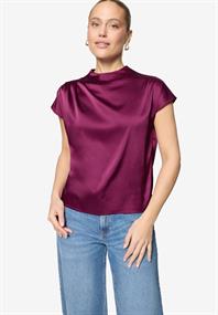 Satinbluse mit Stehkragen magenta purple