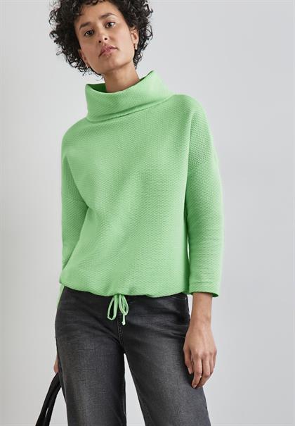 Schalkragen Strukturshirt gleam green