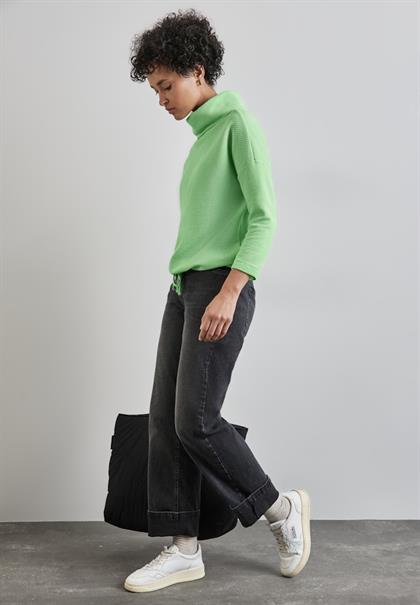 Schalkragen Strukturshirt gleam green