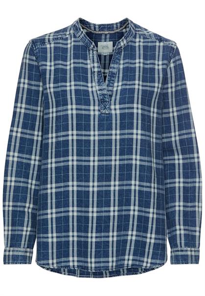 Schlupfbluse aus reiner Baumwolle check blue