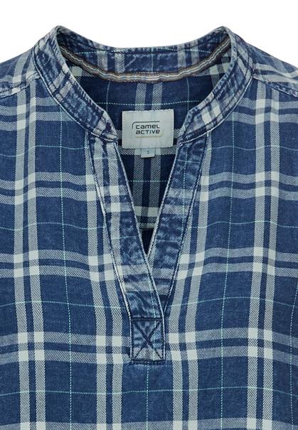 Schlupfbluse aus reiner Baumwolle check blue