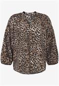 Schlupfbluse mit Leoprint beige-black