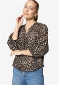 Schlupfbluse mit Leoprint beige-black