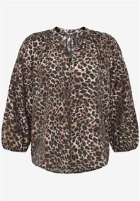 Schlupfbluse mit Leoprint beige-black