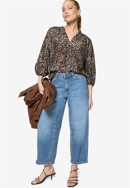 Schlupfbluse mit Leoprint beige-black