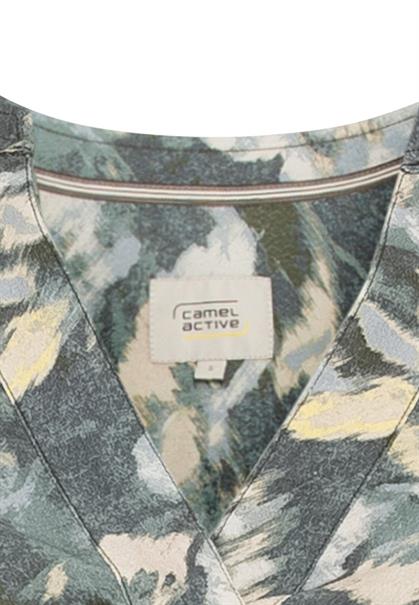 Schlupfbluse mit Stehkragen aop smoked khaki