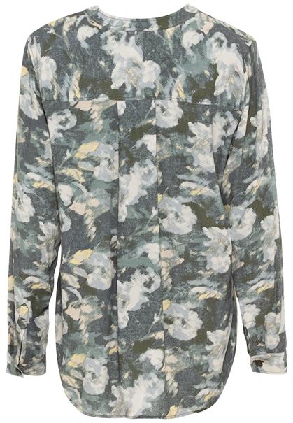 Schlupfbluse mit Stehkragen aop smoked khaki