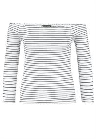Schulterfreies Langarmshirt white-grey melange 1 stripes