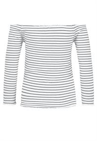 Schulterfreies Langarmshirt white-grey melange 1 stripes