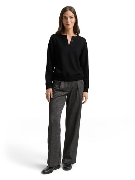 Scuba Sweatshirt mit Strasssteinen deep black