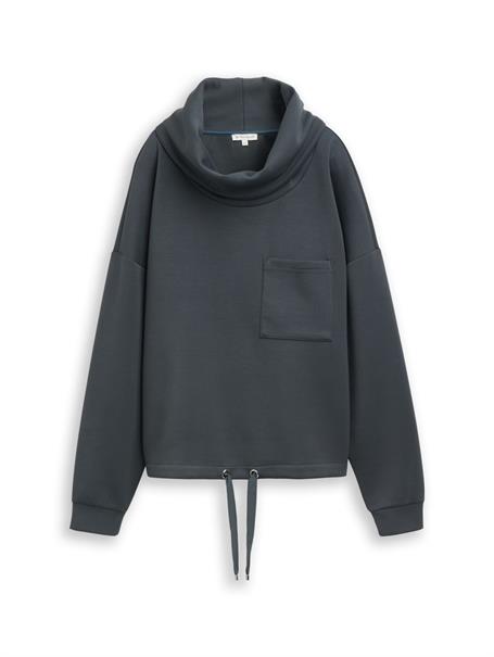 Scuba Sweatshirt mit Wasserfallkragen darkest olive