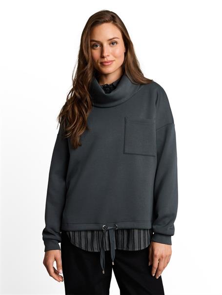 Scuba Sweatshirt mit Wasserfallkragen darkest olive