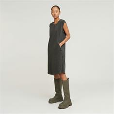 Seam detail overdyed loose dress wmn dk black gd