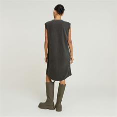 Seam detail overdyed loose dress wmn dk black gd