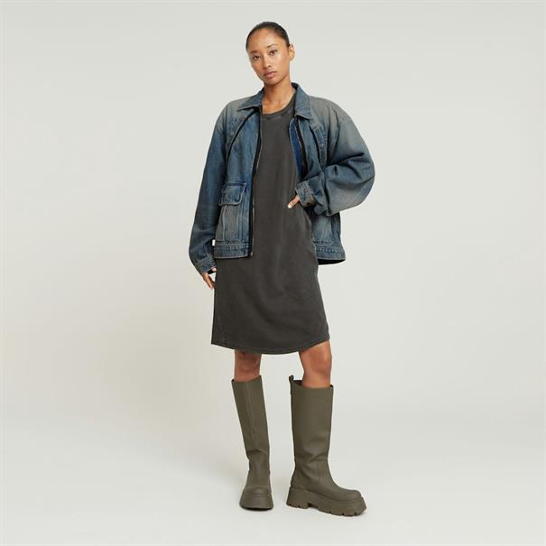 Seam detail overdyed loose dress wmn dk black gd