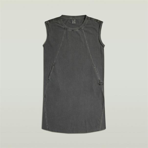 Seam detail overdyed loose dress wmn dk black gd