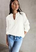 Seersucker Bluse mit Rüschen off white