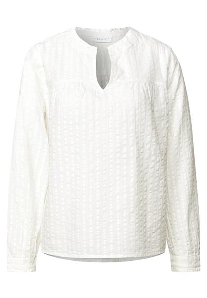 Seersucker Bluse mit Rüschen off white