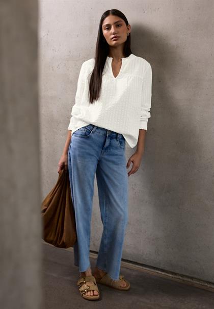 Seersucker Bluse mit Rüschen off white