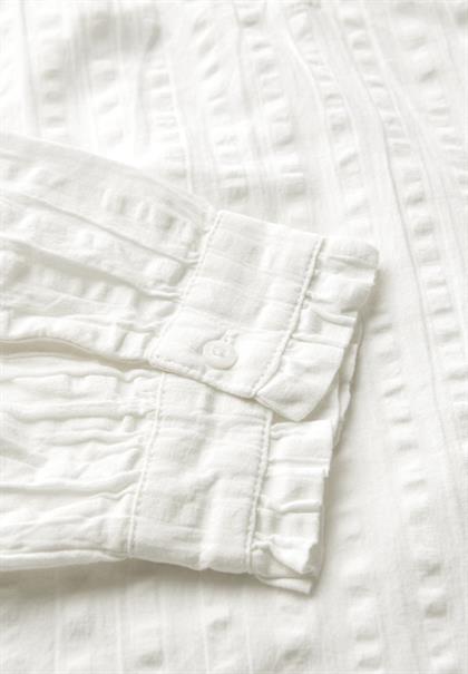 Seersucker Bluse mit Rüschen off white