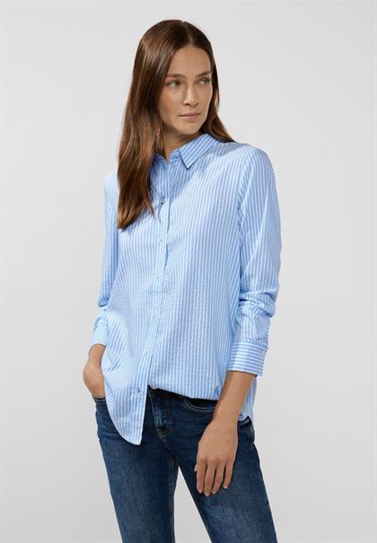 Seersucker Longbluse breath of air blue