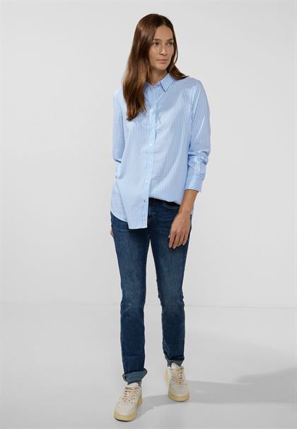 Seersucker Longbluse breath of air blue