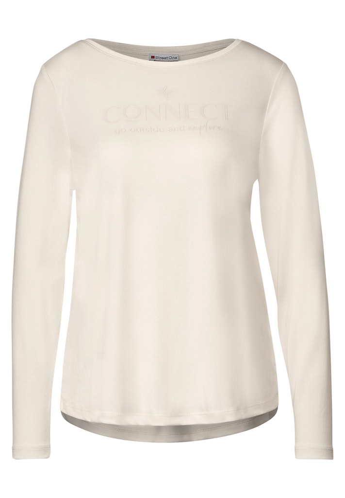 Seiden Look One Street bequem Shirt online white Damen Longsleeve bei kaufen lucid